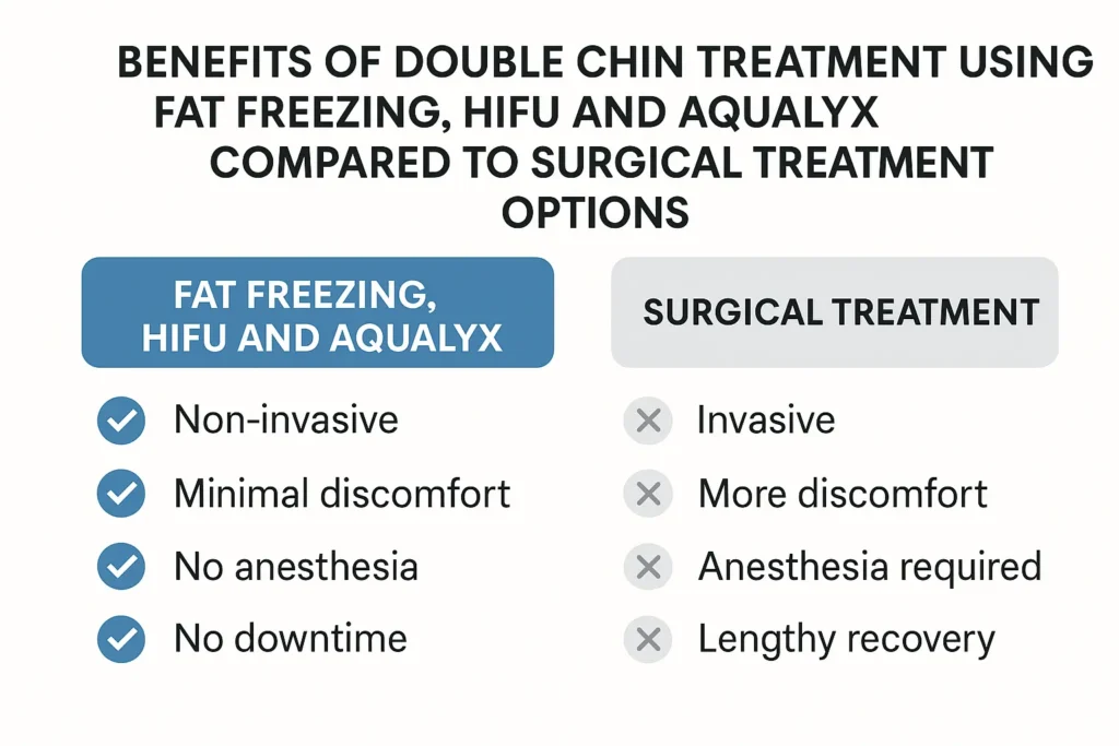 Graphic about the benefits of double chin treatment Beckton - from LA LIPO