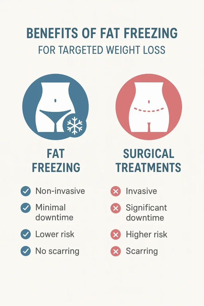 graphic showing the benefits of fat freezing Beckton