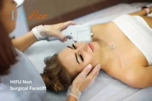 Woman having Hi-Fu to reduce wrinkles Beckton.