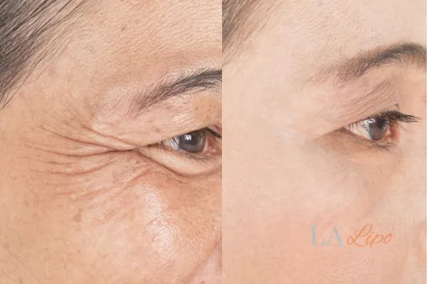 Before and after results of woman - HI-fu wrinkles reduction treatment Beckton
